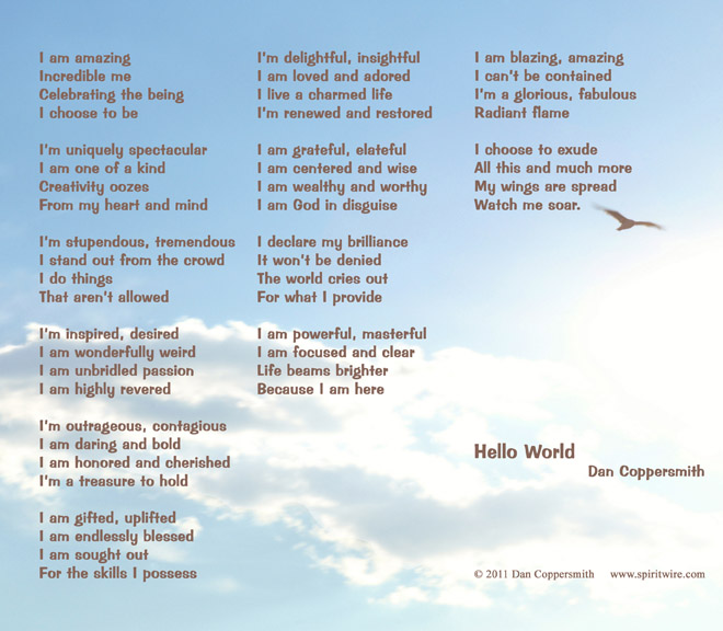 Perfectly Me Poem by Dan Coppersmith, Uplifting Poem & Photography,  Empowering Poem